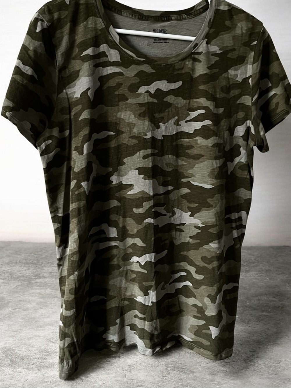 PINK Victoria's Secret Short-Sleeve Camo Tee - Olive & Gray